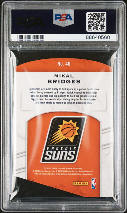 Graded 2018 Panini Crown Royale Mikal Bridges #40 Rookie Royalty Red #/75 Rookie RC Basketball Card PSA 10 Gem Mint