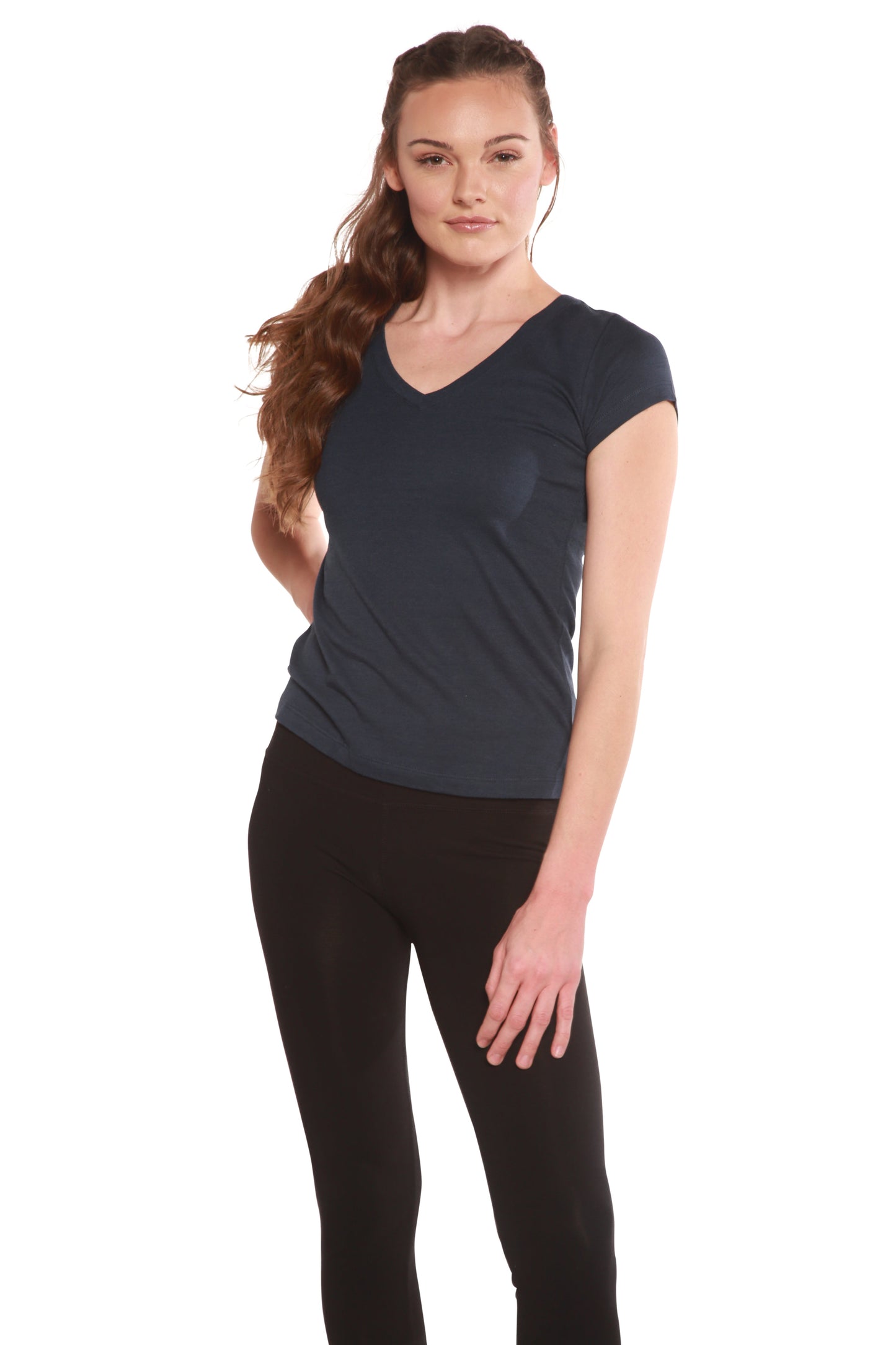 Clearance Women's Bamboo V-Neck Cap Sleeve T-Shirt