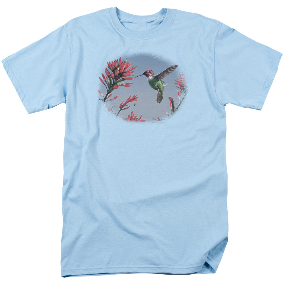 Wildlife Annas Hummingbird Mens T Shirt Light Blue Officially Licensed
