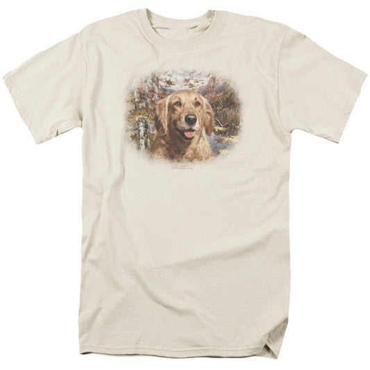 Wildlife Golden Retriever Head Mens T Shirt Cream Officially Licensed