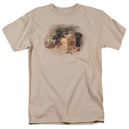 Wildlife Box Boys Black Labs Mens T Shirt Sand Officially Licensed
