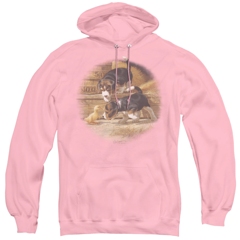 Wildlife Getting Acquainted Mens Hoodie Pink