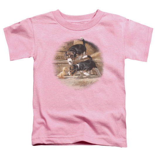 Wildlife Getting Acquainted Toddler Kids Youth T Shirt Pink