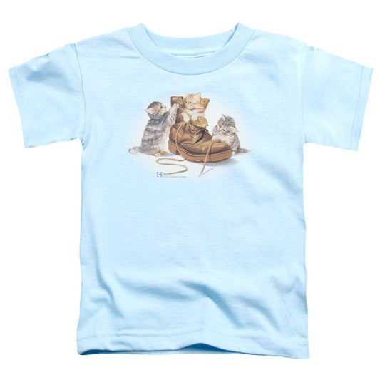 Wildlife Playful Kittens Toddler Kids Youth T Shirt Light Blue