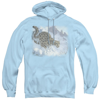 Wildlife Snow Leopard Mens Hoodie Light Blue