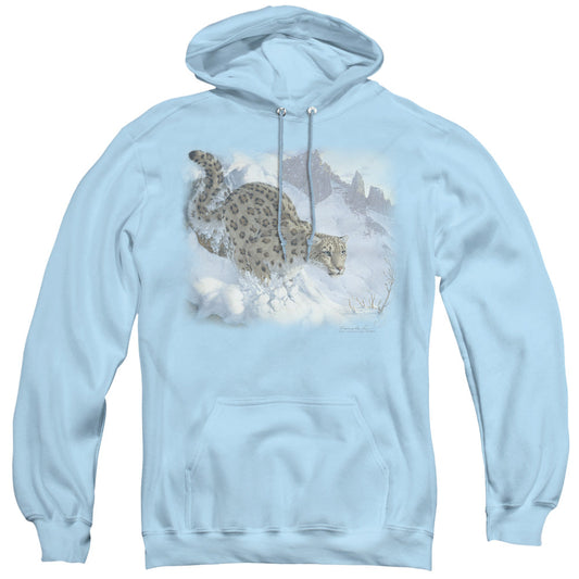 Wildlife Snow Leopard Mens Hoodie Light Blue
