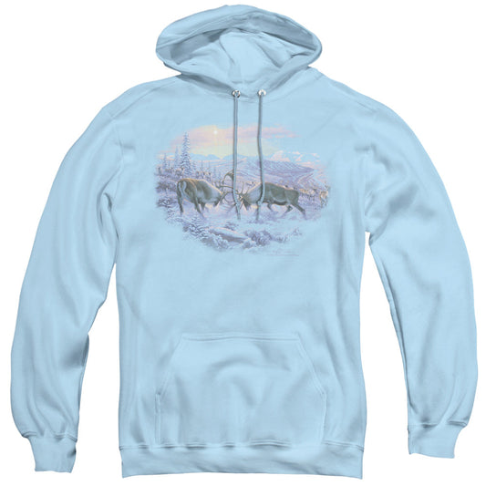 Wildlife Battling Bulls Mens Hoodie Light Blue