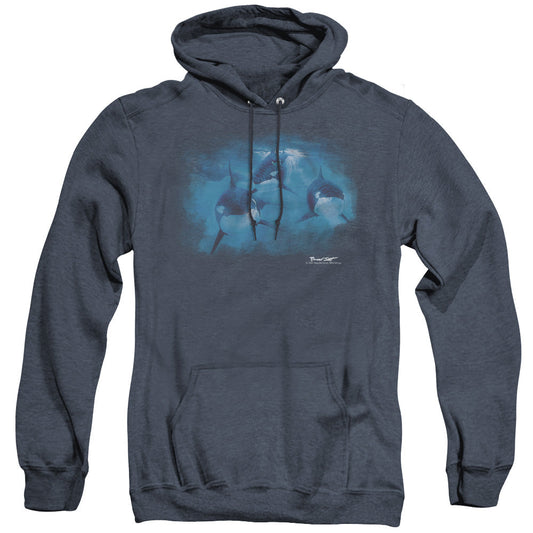 Wildlife Pod Of Orcas Mens Heather Hoodie Navy Officially Licensed