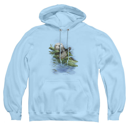 Wildlife Kelp Cradle Otters Mens Hoodie Light Blue