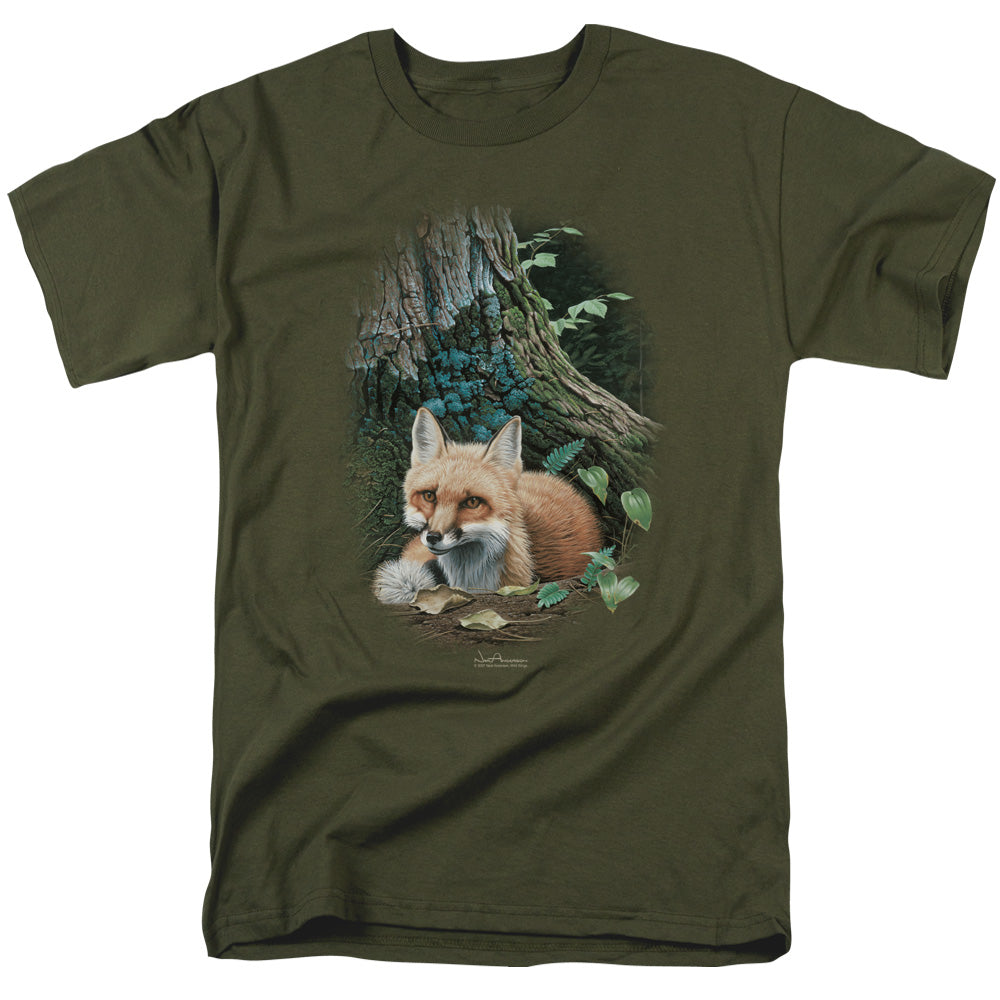 Wildlife Cozy Retreat Mens T Shirt Military Green Officially Licensed