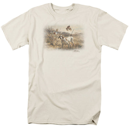 Wildlife Pointer & Bobwhite Quail Mens T Shirt Cream Officially Licensed