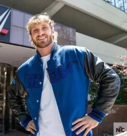 WWE Logan Paul Blue And Black Varsity Jacket