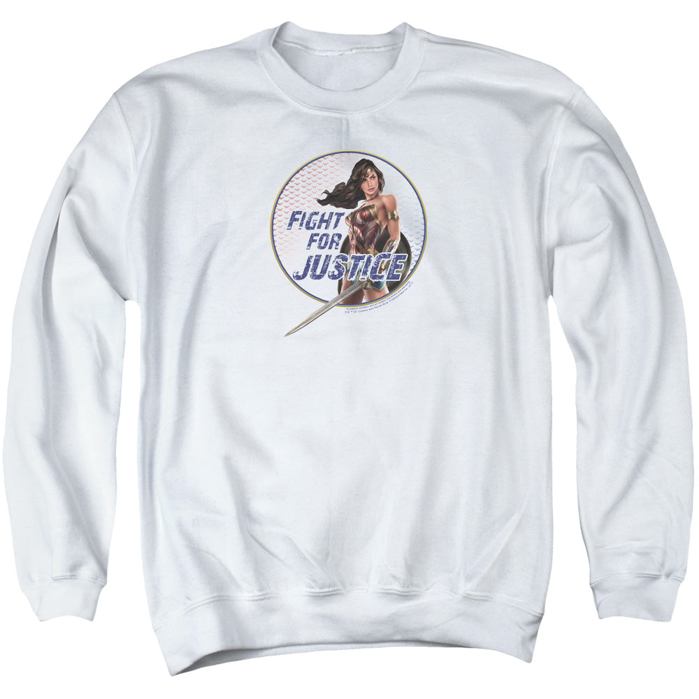 Wonder Woman Movie Fight For Justice Mens Crewneck Sweatshirt White Officially Licensed