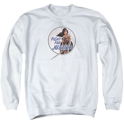 Wonder Woman Movie Fight For Justice Mens Crewneck Sweatshirt White Officially Licensed