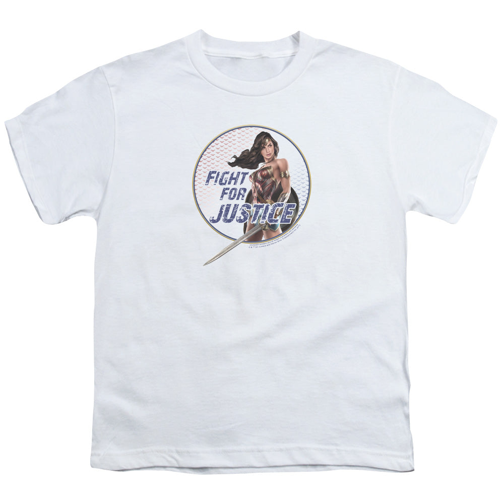 Wonder Woman Movie Fight For Justice Kids Youth T Shirt White Officially Licensed