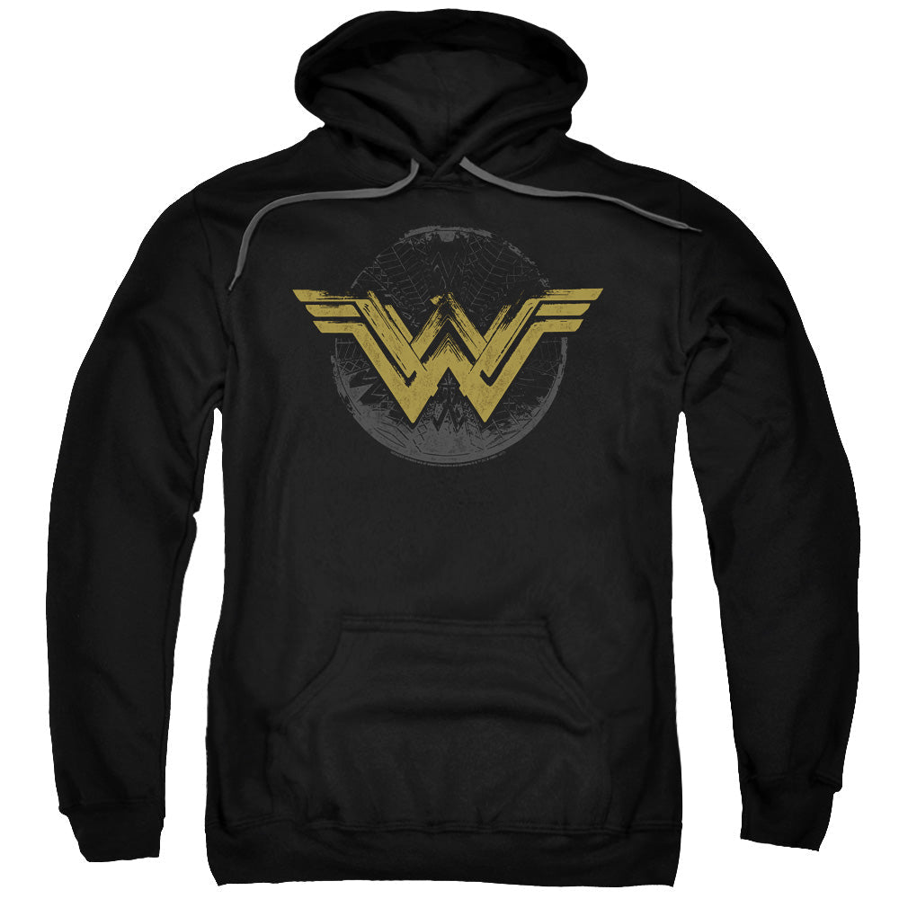 Wonder Woman Movie Distressed Logo Mens Hoodie Black Officially Licensed