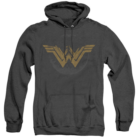 Wonder Woman Movie Distressed Logo Mens Heather Hoodie Black Officially Licensed