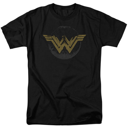 Wonder Woman Movie Distressed Logo Mens T Shirt Black Officially Licensed