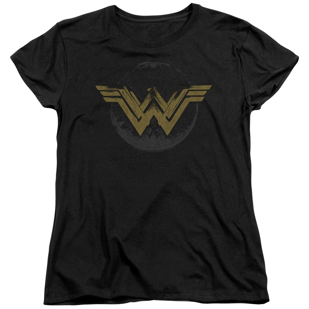 Wonder Woman Movie Distressed Logo Womens T Shirt Black Officially Licensed