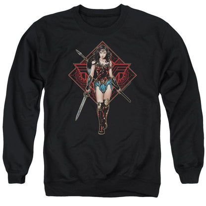 Wonder Woman Movie Warrior Mens Crewneck Sweatshirt Black Officially Licensed