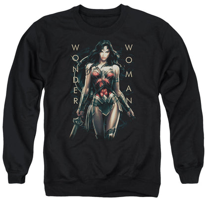 Wonder Woman Movie Armed And Dangerous Mens Crewneck Sweatshirt Black Officially Licensed