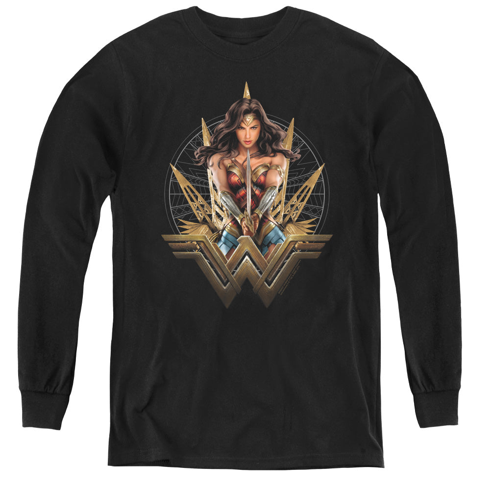 Wonder Woman Movie Wonder Blades Long Sleeve Kids Youth T Shirt Black Officially Licensed