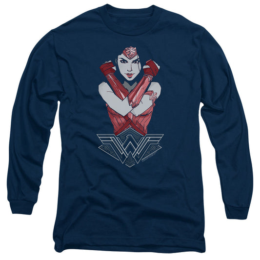 Wonder Woman Movie Amazon Mens Long Sleeve Shirt Navy Blue Officially Licensed