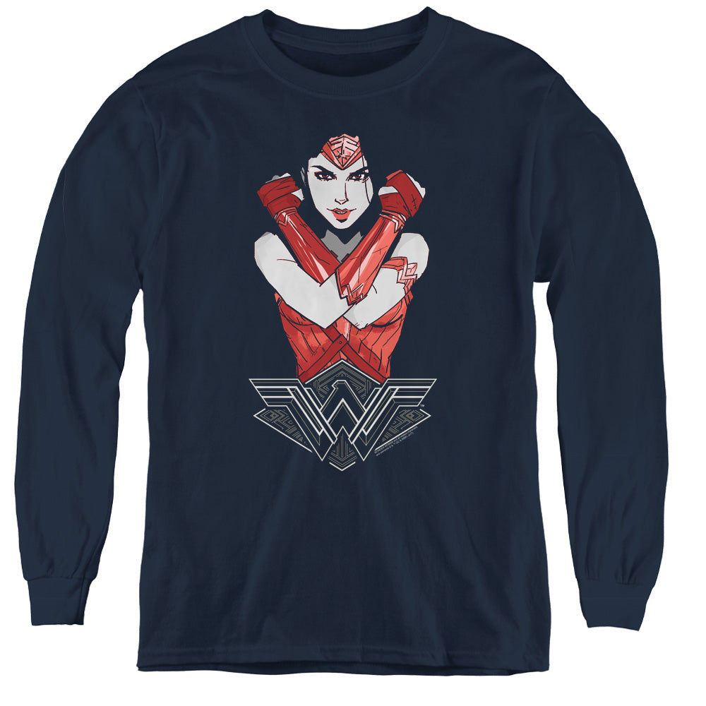 Wonder Woman Movie Amazon Long Sleeve Kids Youth T Shirt Navy Blue Officially Licensed