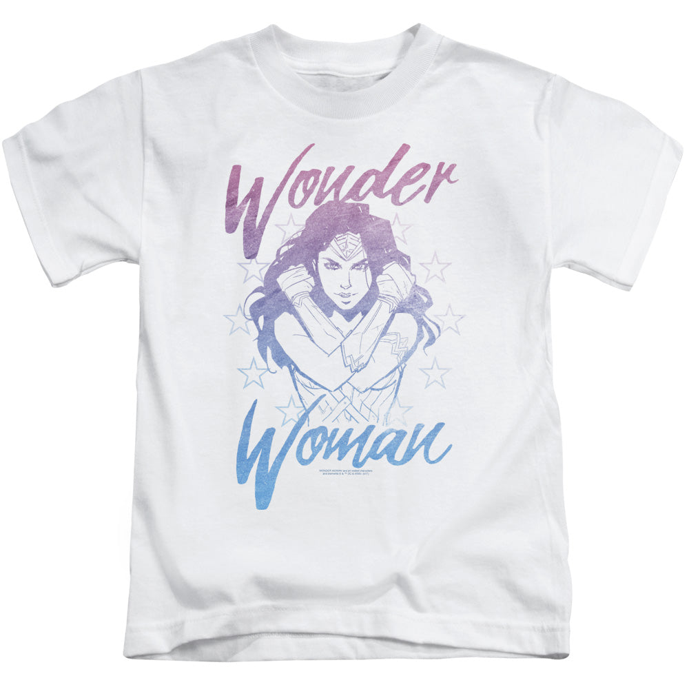 Wonder Woman Movie Retro Stance Juvenile Kids Youth T Shirt White Officially Licensed