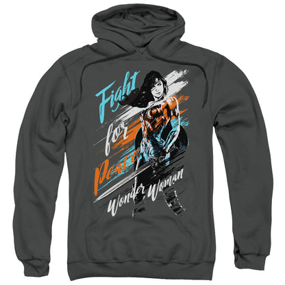 Wonder Woman Movie Fight For Peace Mens Hoodie Charcoal Officially Licensed