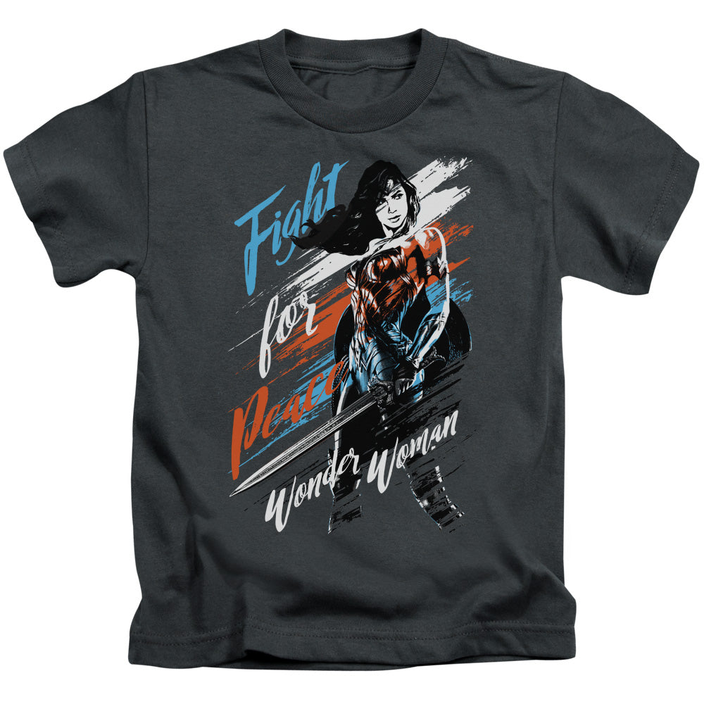 Wonder Woman Movie Fight For Peace Juvenile Kids Youth T Shirt Charcoal Officially Licensed