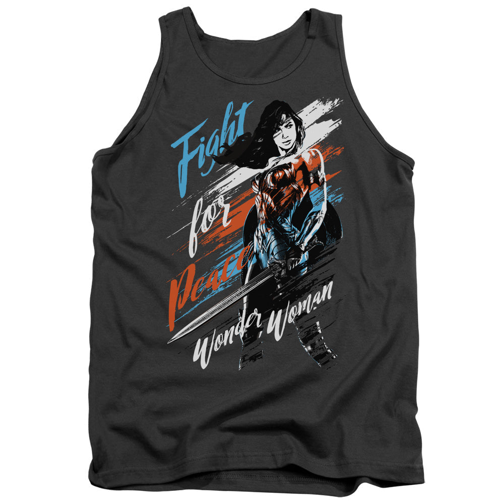 Wonder Woman Movie Fight For Peace Mens Tank Top Shirt Charcoal Officially Licensed