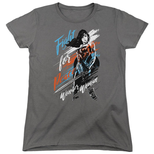 Wonder Woman Movie Fight For Peace Womens T Shirt Charcoal Officially Licensed