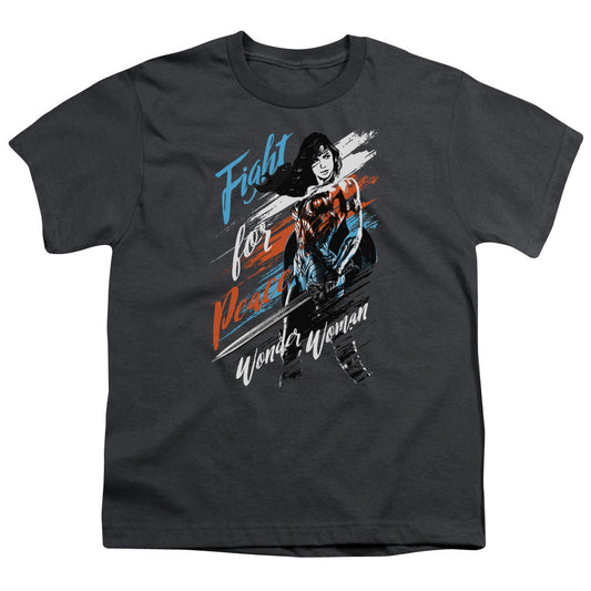 Wonder Woman Movie Fight For Peace Kids Youth T Shirt Charcoal Officially Licensed