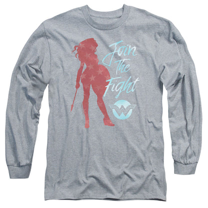 Wonder Woman Movie Freedom Fight Mens Long Sleeve Shirt Athletic Heather Officially Licensed