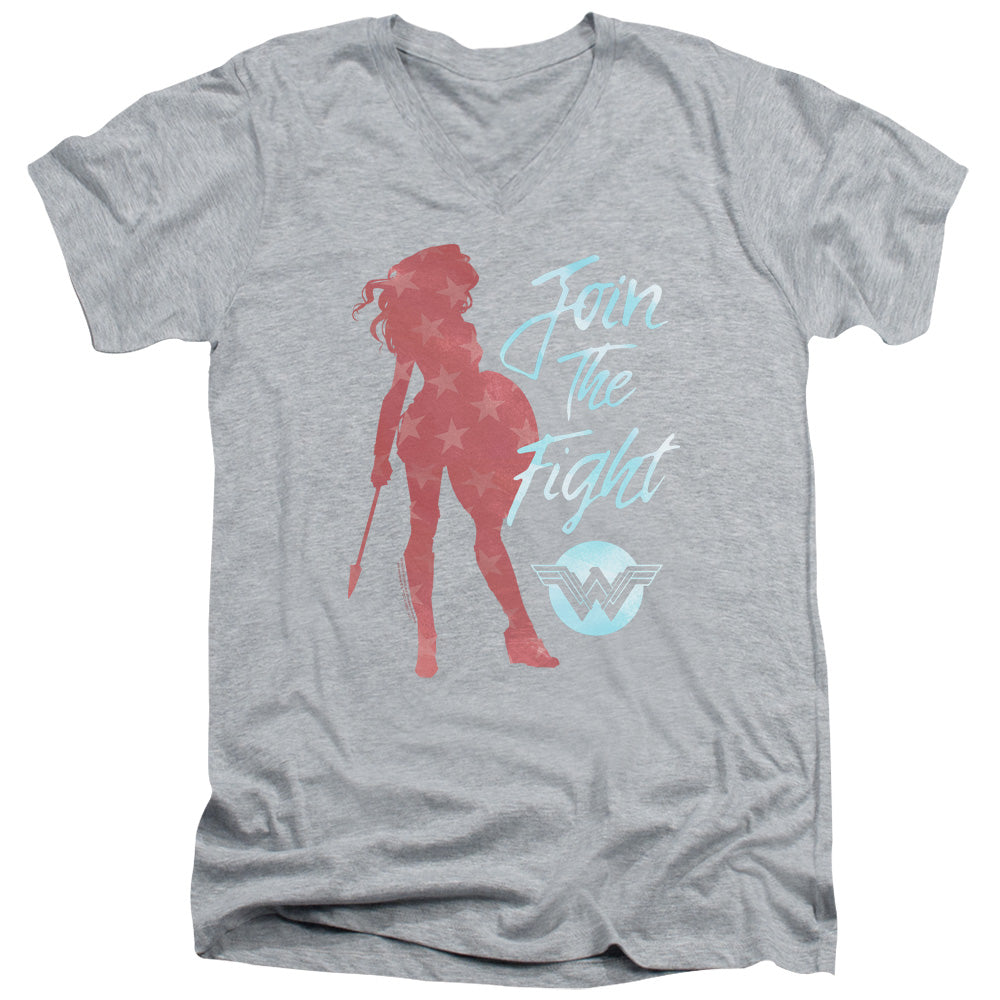 Wonder Woman Movie Freedom Fight Mens Slim Fit V-Neck T Shirt Athletic Heather Officially Licensed