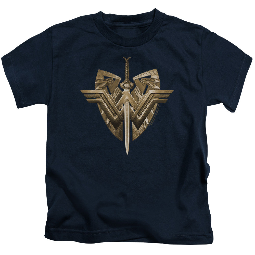 Wonder Woman Movie Sword Emblem Juvenile Kids Youth T Shirt Navy Blue Officially Licensed