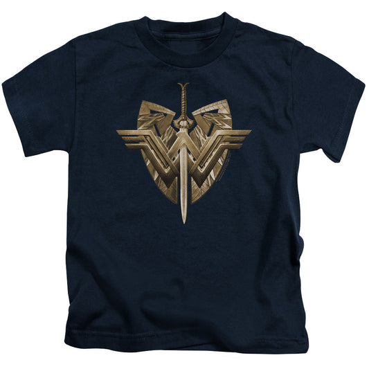 Wonder Woman Movie Sword Emblem Juvenile Kids Youth T Shirt Navy Blue Officially Licensed