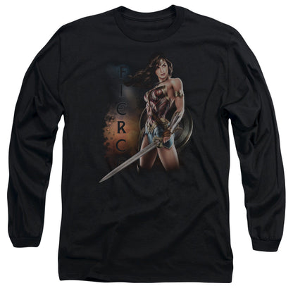 Wonder Woman Movie Fierce Mens Long Sleeve Shirt Black Officially Licensed