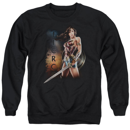 Wonder Woman Movie Fierce Mens Crewneck Sweatshirt Black Officially Licensed