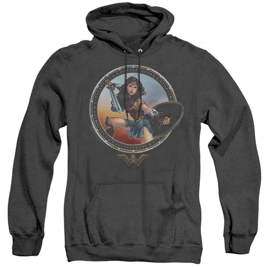 Wonder Woman Movie Battle Pose Heather Mens Hoodie Black Officially Licensed