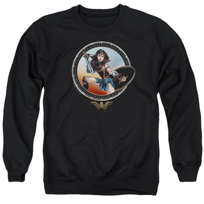 Wonder Woman Movie Battle Pose Mens Crewneck Sweatshirt Black Officially Licensed
