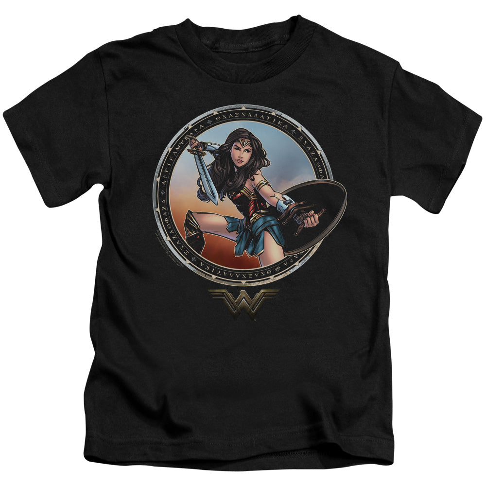 Wonder Woman Movie Battle Pose Juvenile Kids Youth T Shirt Black Officially Licensed