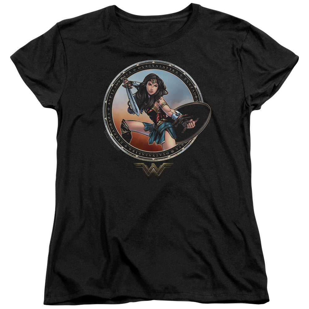 Wonder Woman Movie Battle Pose Womens T Shirt Black Officially Licensed