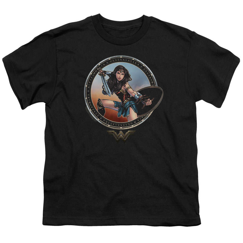 Wonder Woman Movie Battle Pose Kids Youth T Shirt Black Officially Licensed