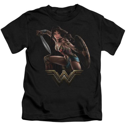 Wonder Woman Movie Fight Juvenile Kids Youth T Shirt Black Officially Licensed