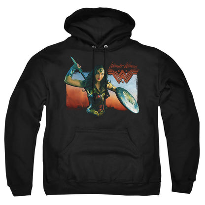 Wonder Woman Movie Warrior Woman Mens Hoodie Black Officially Licensed