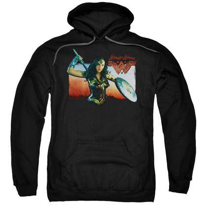 Wonder Woman Movie Warrior Woman Mens Hoodie Black Officially Licensed