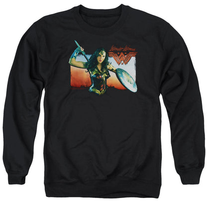 Wonder Woman Movie Warrior Woman Mens Crewneck Sweatshirt Black Officially Licensed