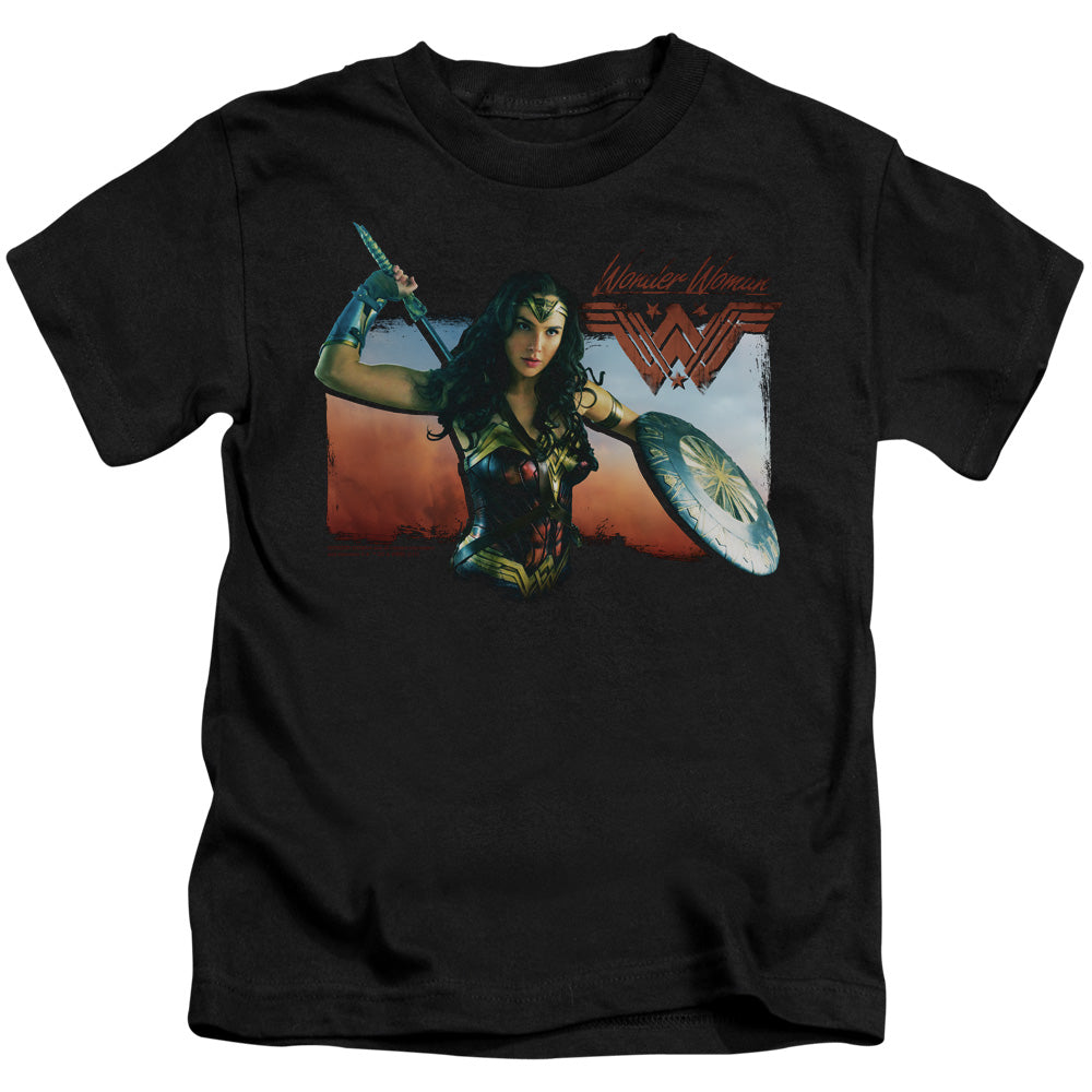 Wonder Woman Movie Warrior Woman Juvenile Kids Youth T Shirt Black Officially Licensed